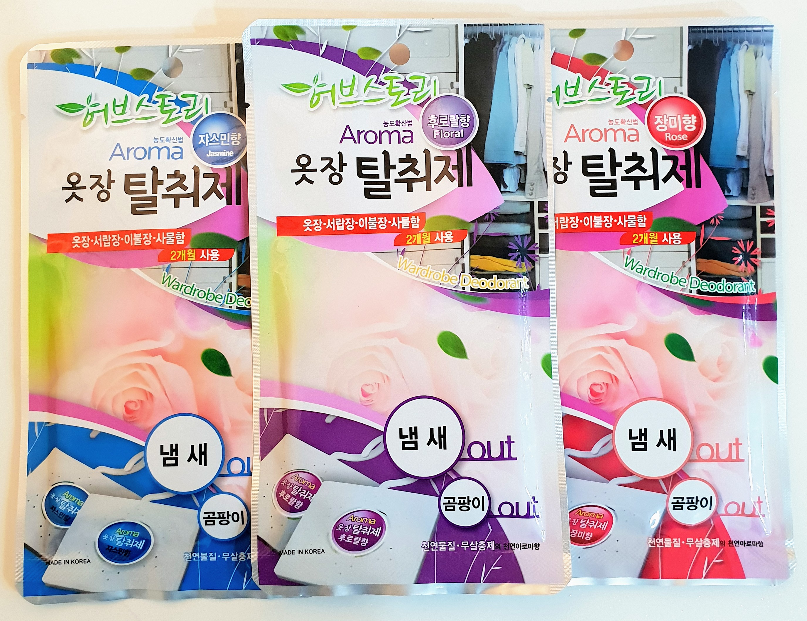 허브스토리 아로마 옷장탈취제                      (자스민, 후로랄,장미향)
